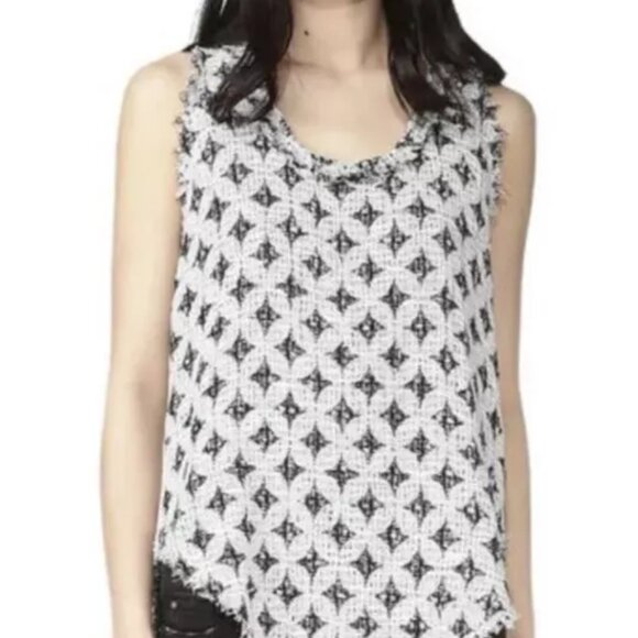 IRO Heben Hand-Knit Tank w Fringe Scoop‎ Neck/Hem Geo Diamond Size 36 - Picture 1 of 10
